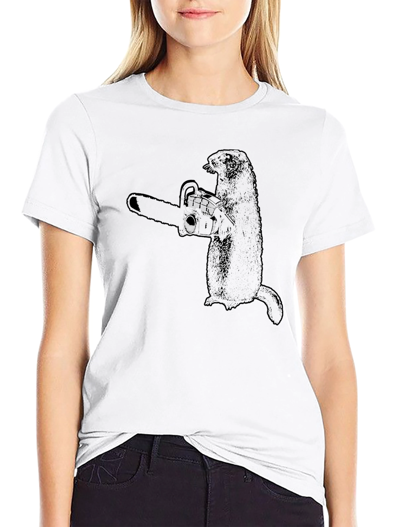 Beaver Chainsaw T-Shirt - Funny Graphic Tee