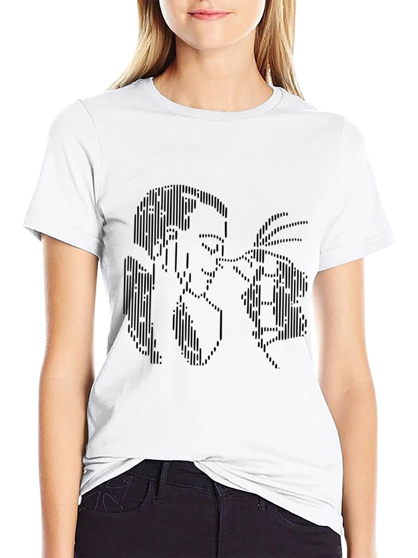 Abstract Line Art Graphic Black T-Shirt