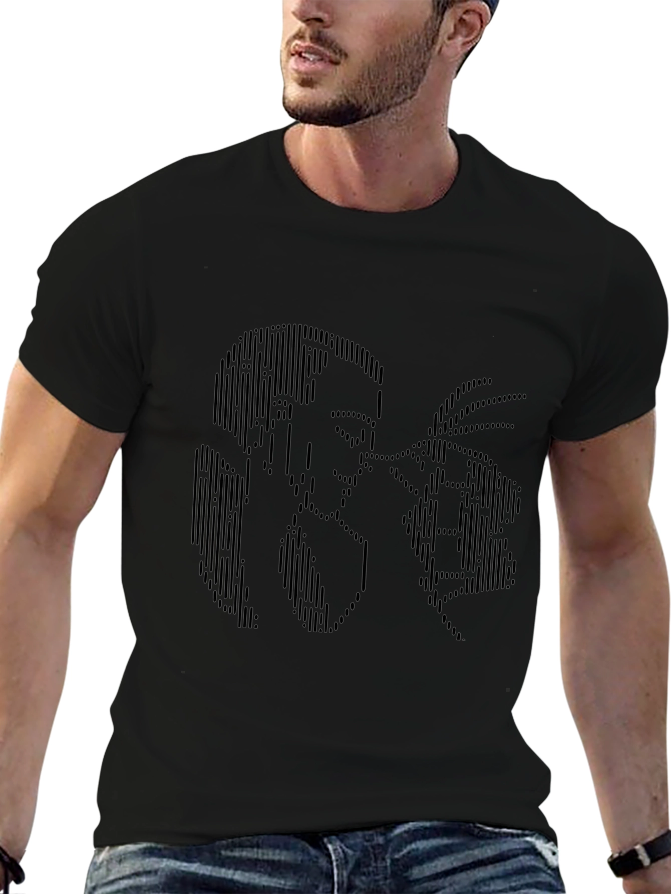 Abstract Line Art Graphic Black T-Shirt