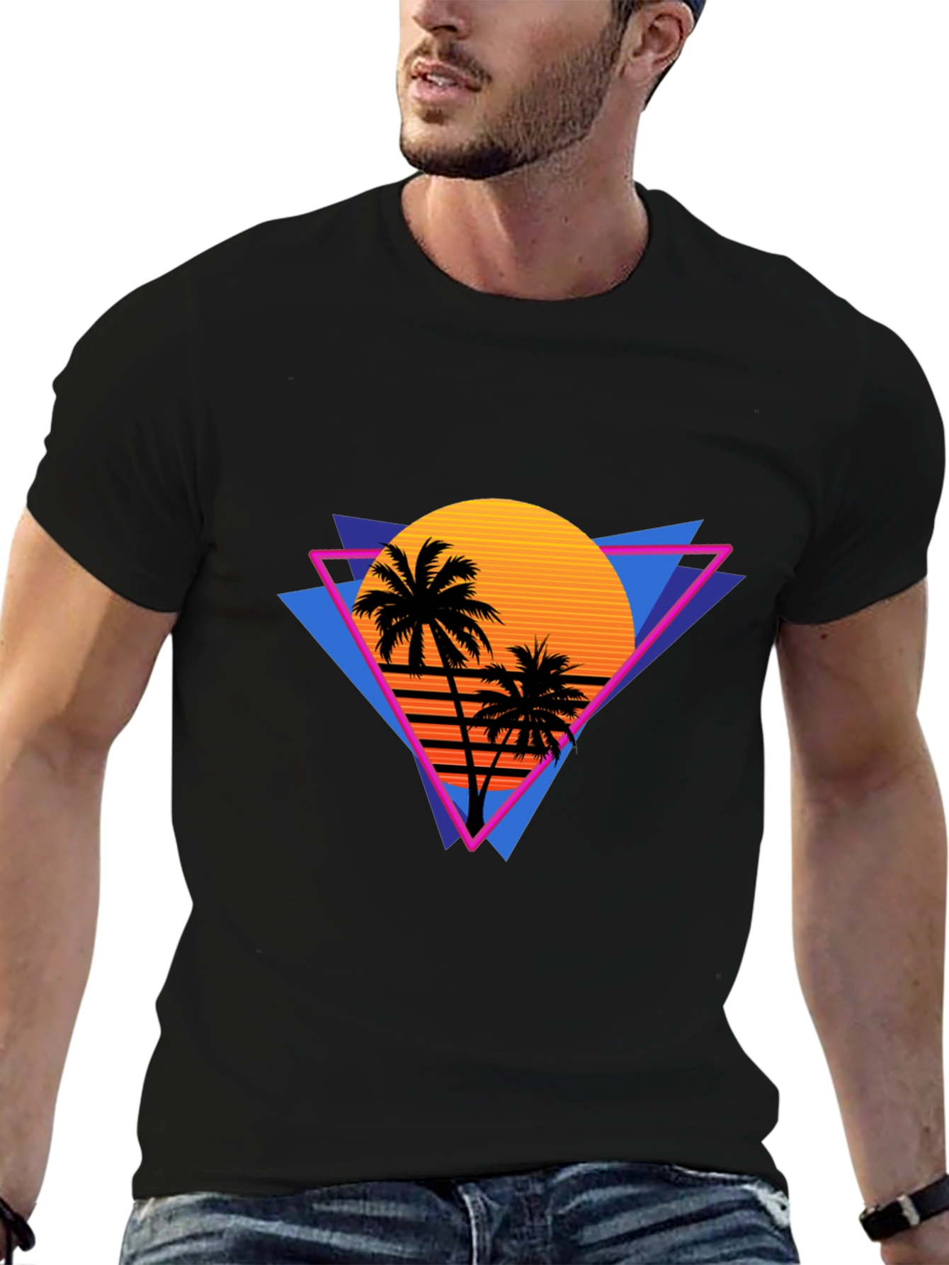 Retro Sunset Palm Tree Graphic Tee
