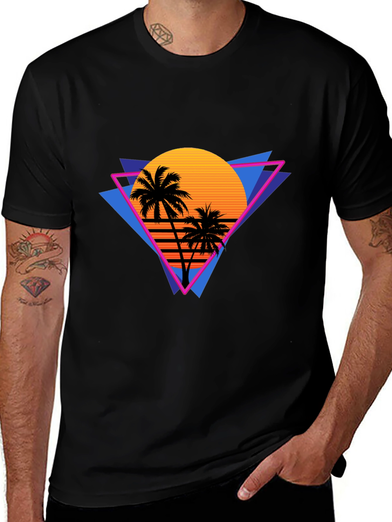 Retro Sunset Palm Tree Graphic Tee