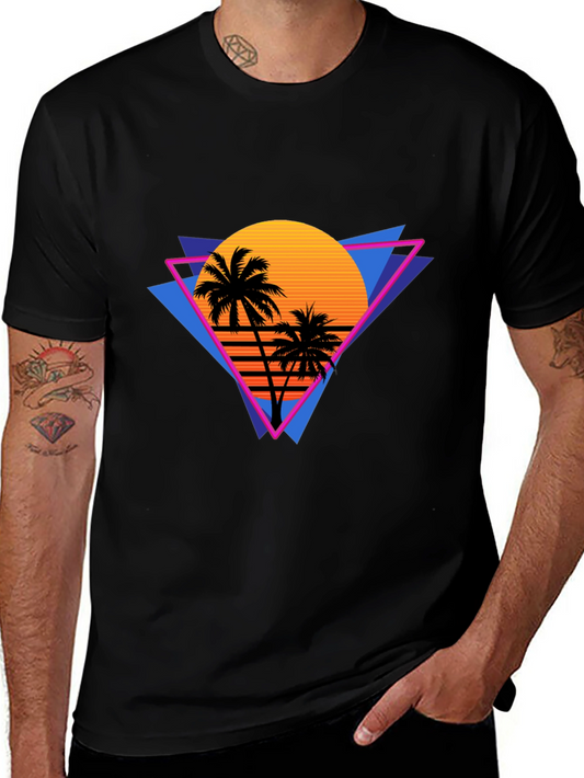 Retro Sunset Palm Tree Graphic Tee
