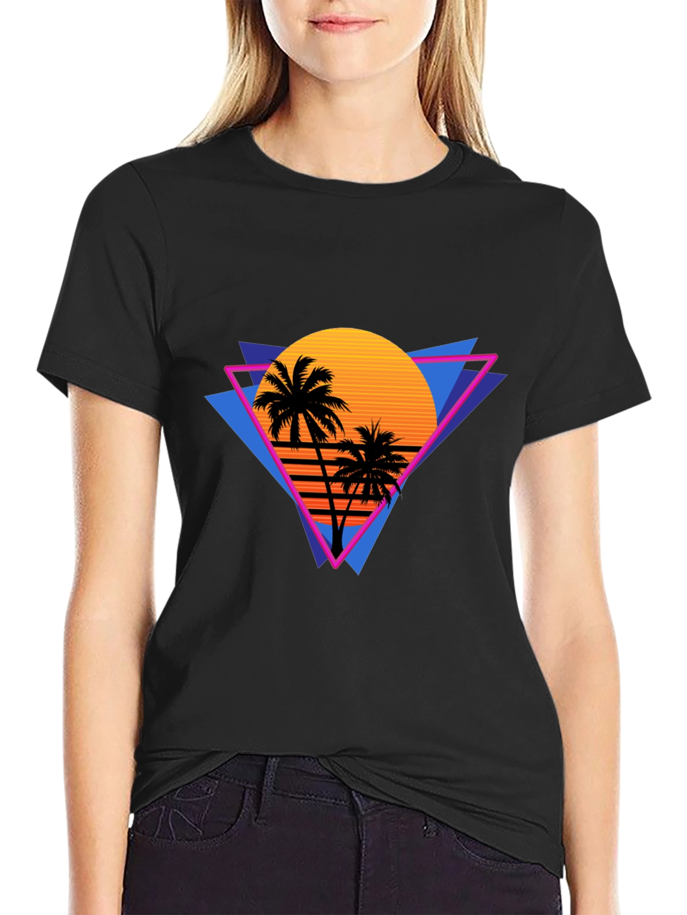 Retro Sunset Palm Tree Graphic Tee