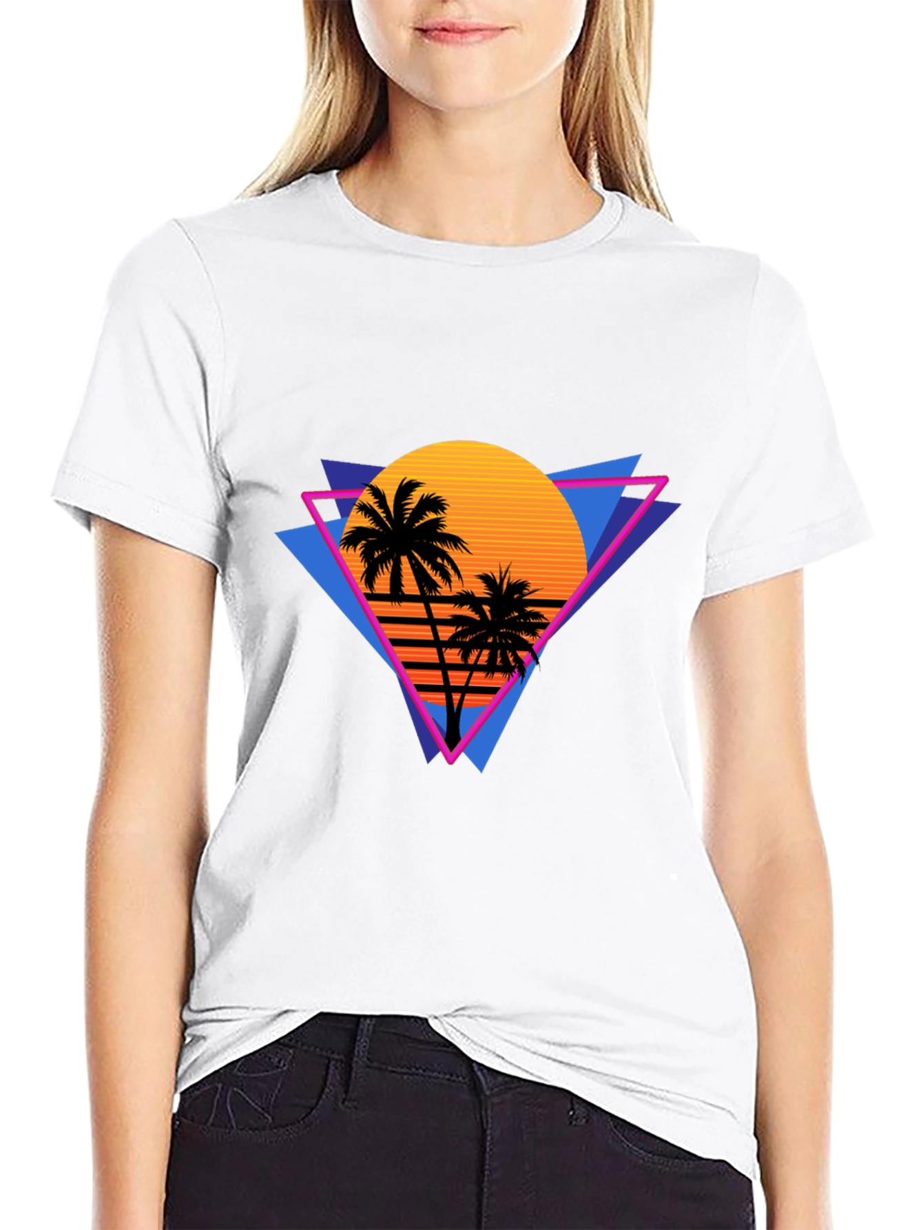 Retro Sunset Palm Tree Graphic Tee