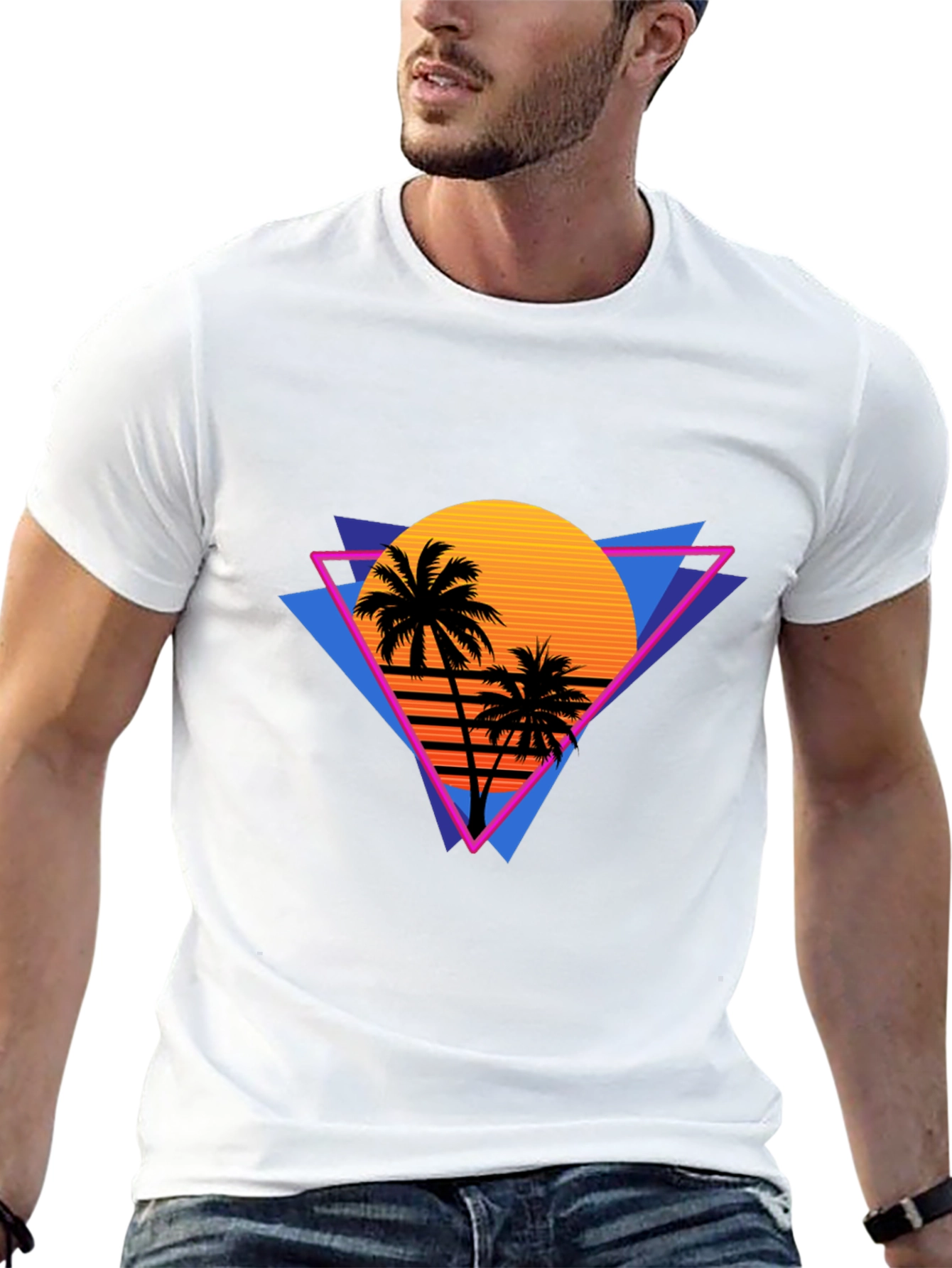 Retro Sunset Palm Tree Graphic Tee