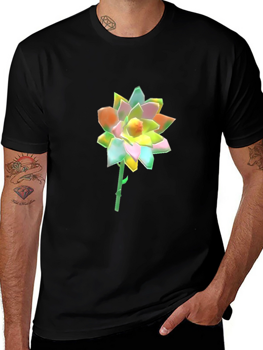 Colorful Floral Graphic Black T-Shirt