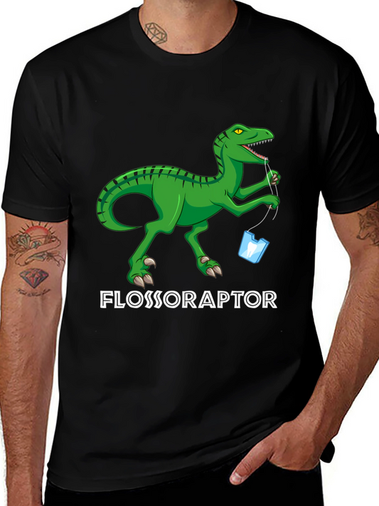 Flossoraptor Graphic Tee - Dental Humor Dinosaur T-Shirt