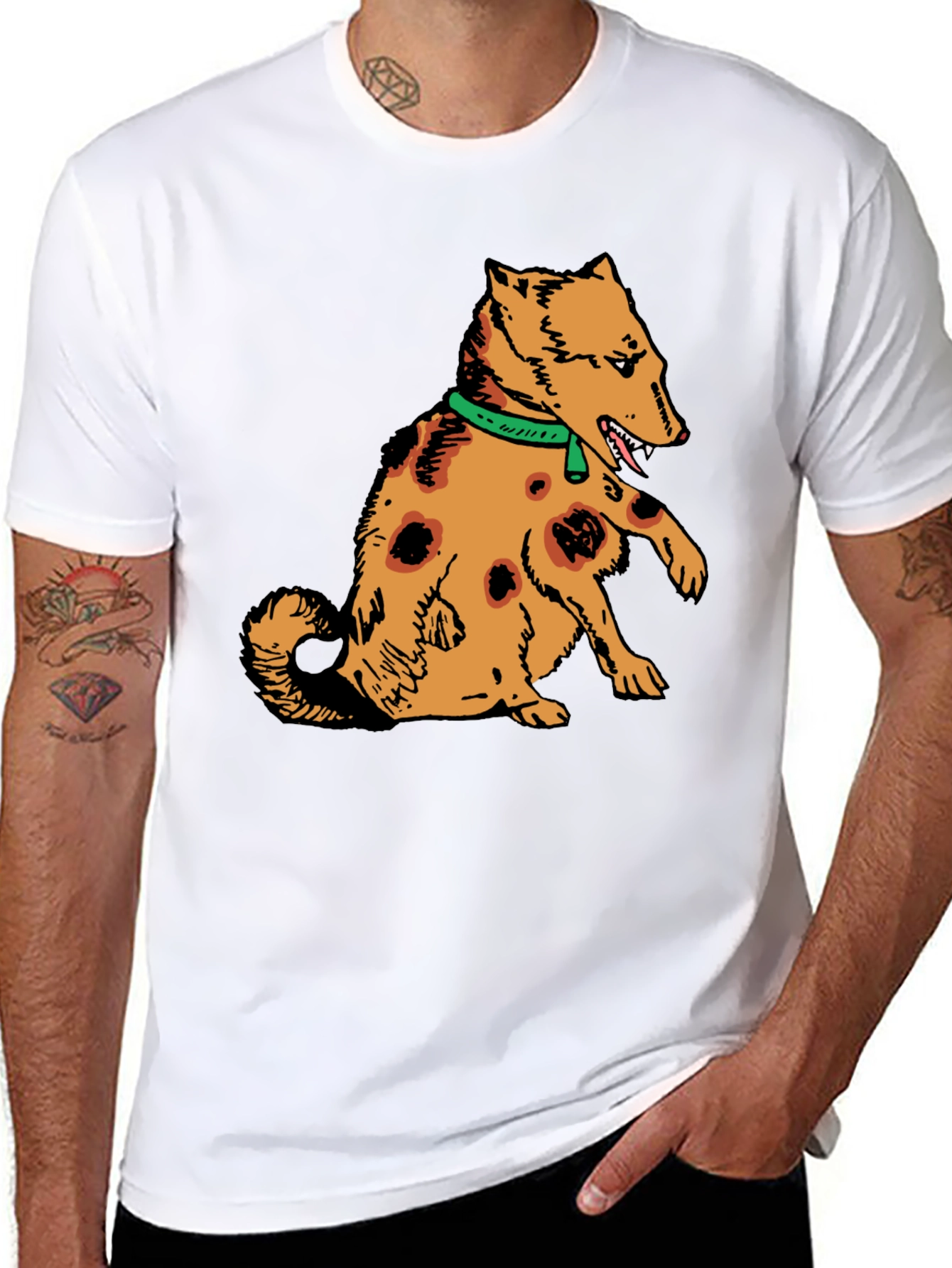 Cartoon Dog Graphic Tee - Mens Black T-Shirt