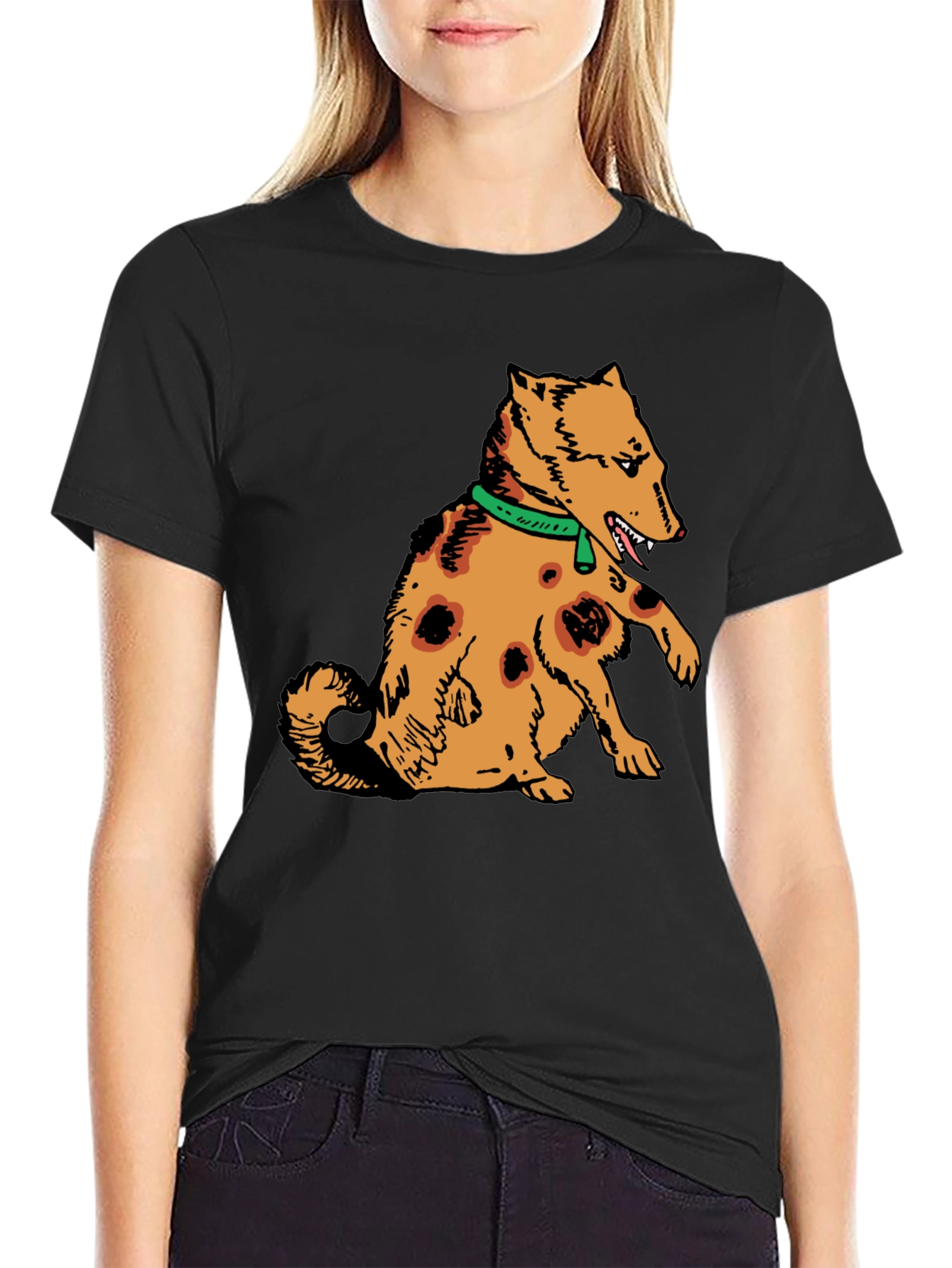 Cartoon Dog Graphic Tee - Mens Black T-Shirt
