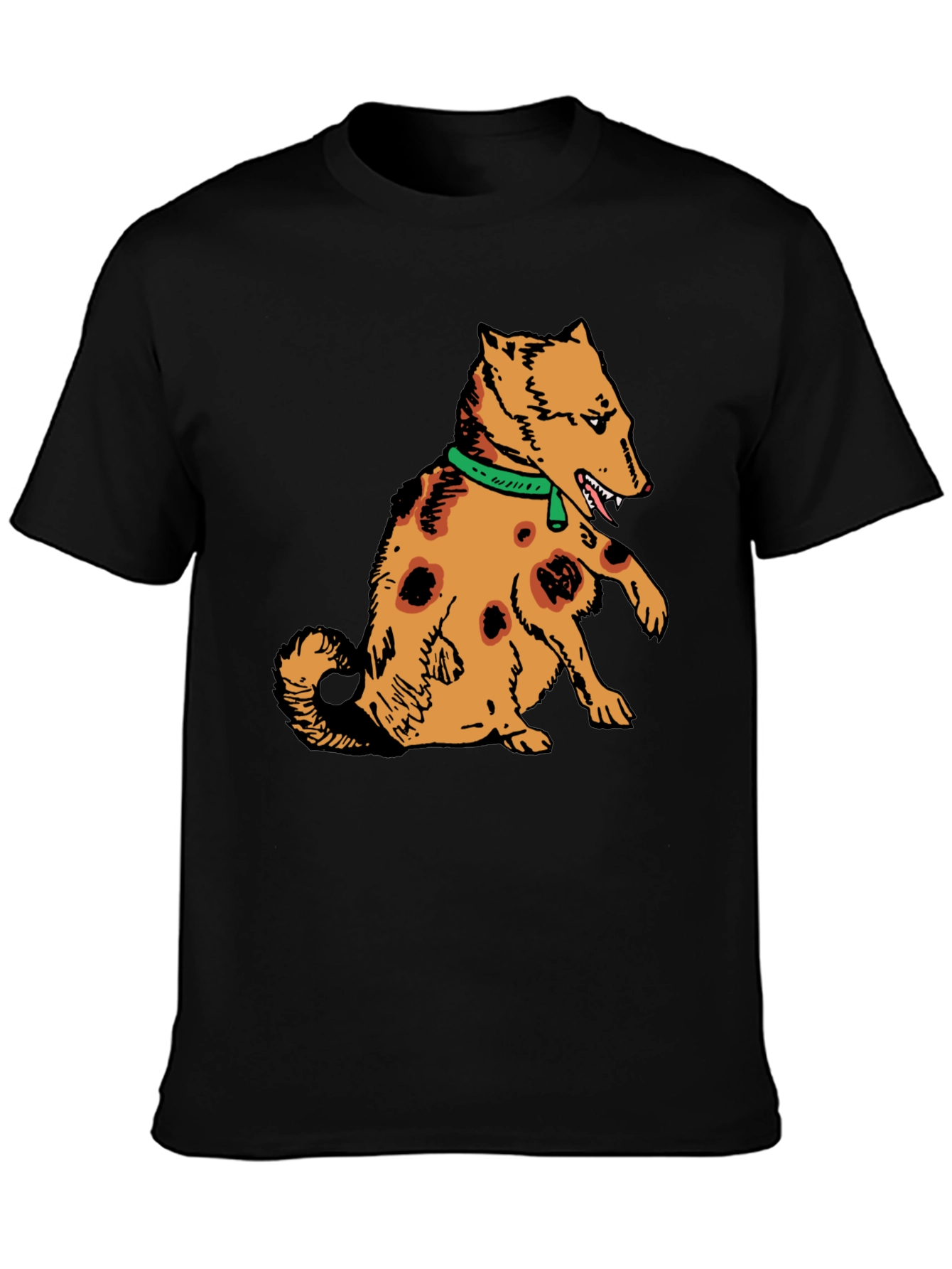 Cartoon Dog Graphic Tee - Mens Black T-Shirt