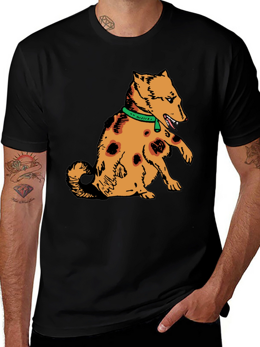 Cartoon Dog Graphic Tee - Mens Black T-Shirt