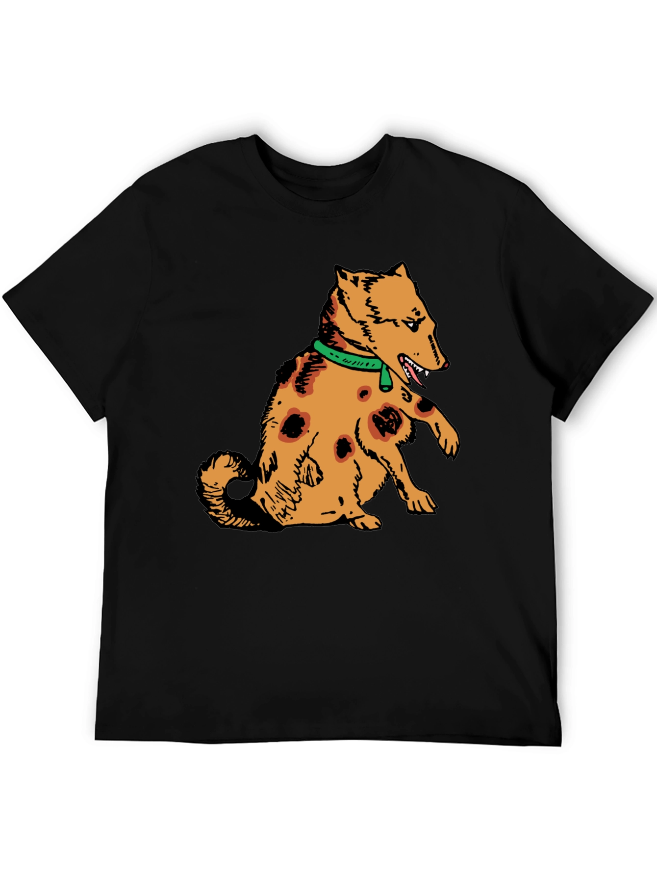 Cartoon Dog Graphic Tee - Mens Black T-Shirt