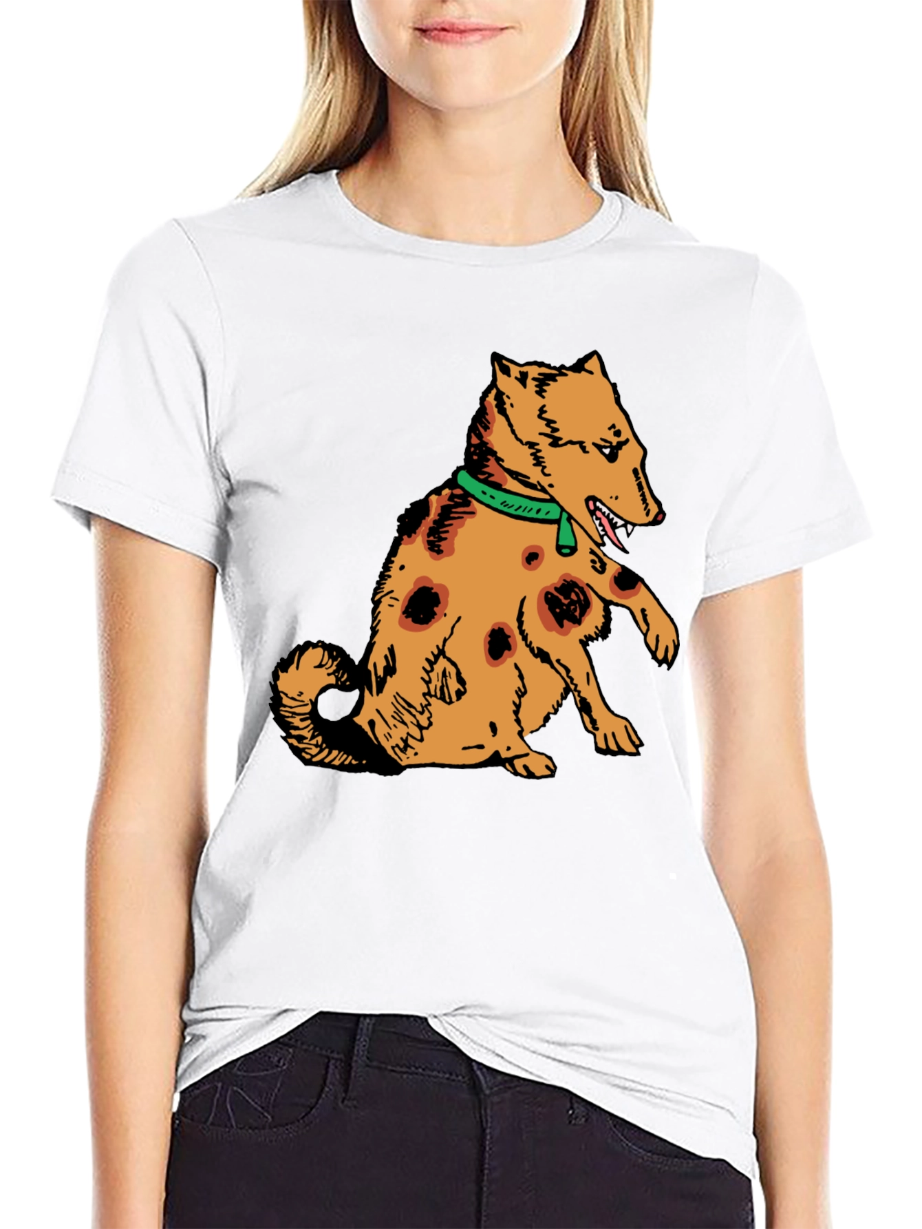 Cartoon Dog Graphic Tee - Mens Black T-Shirt