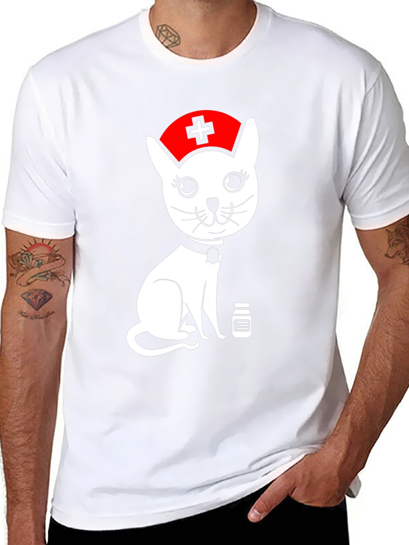 Nurse Cat Graphic T-Shirt - Unisex Black Tee