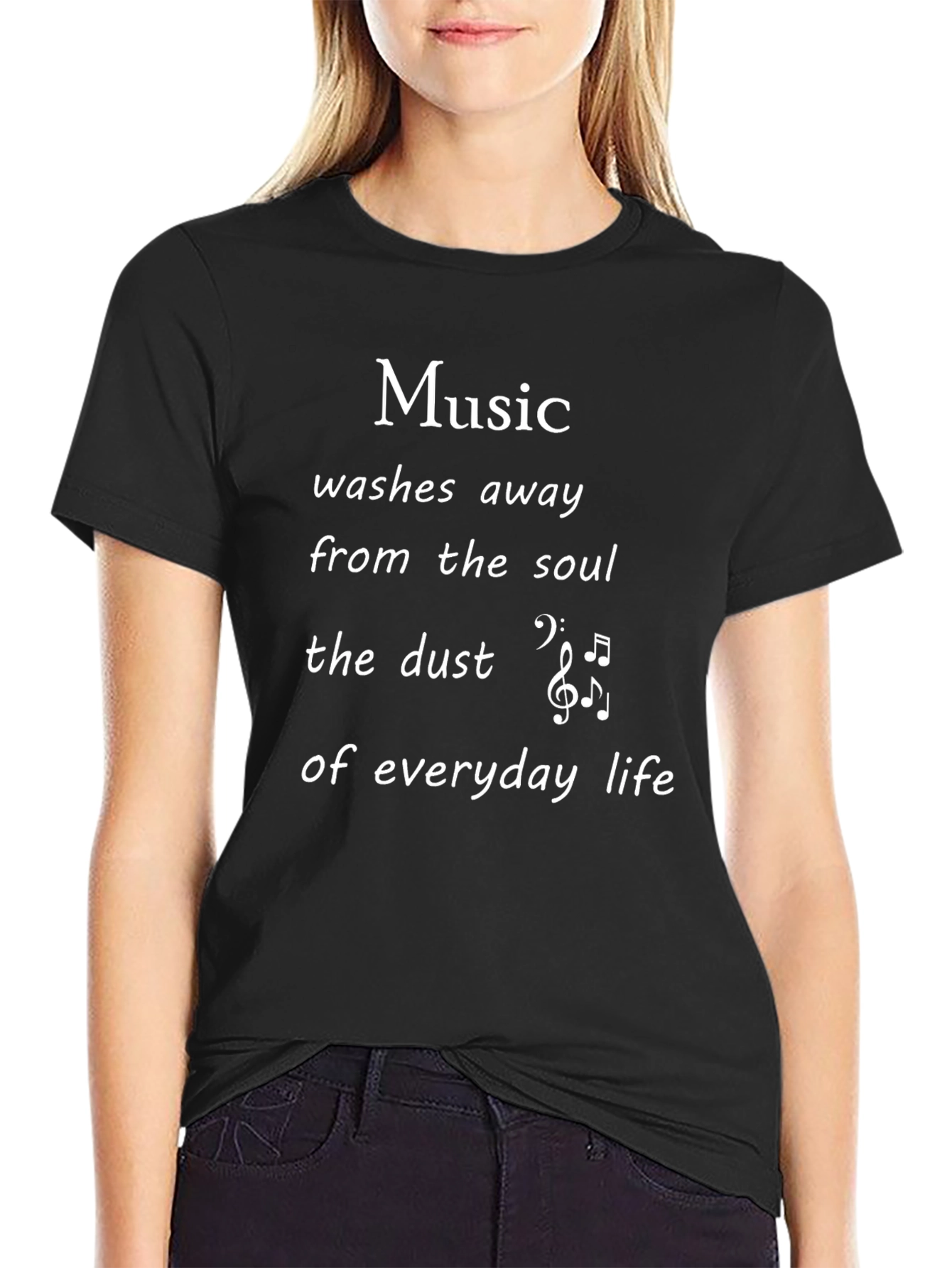 Music Washes Away T-Shirt - Black Crew Neck