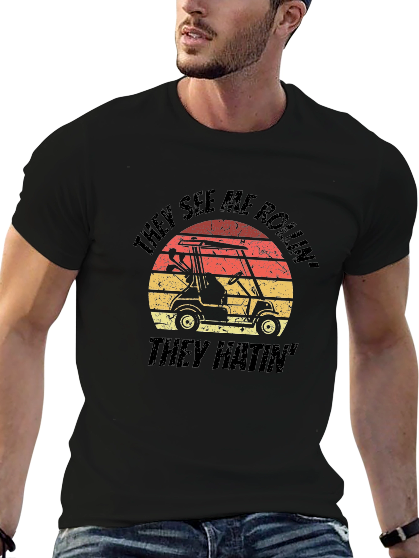 Golf Cart T-Shirt - They See Me Rollin Design