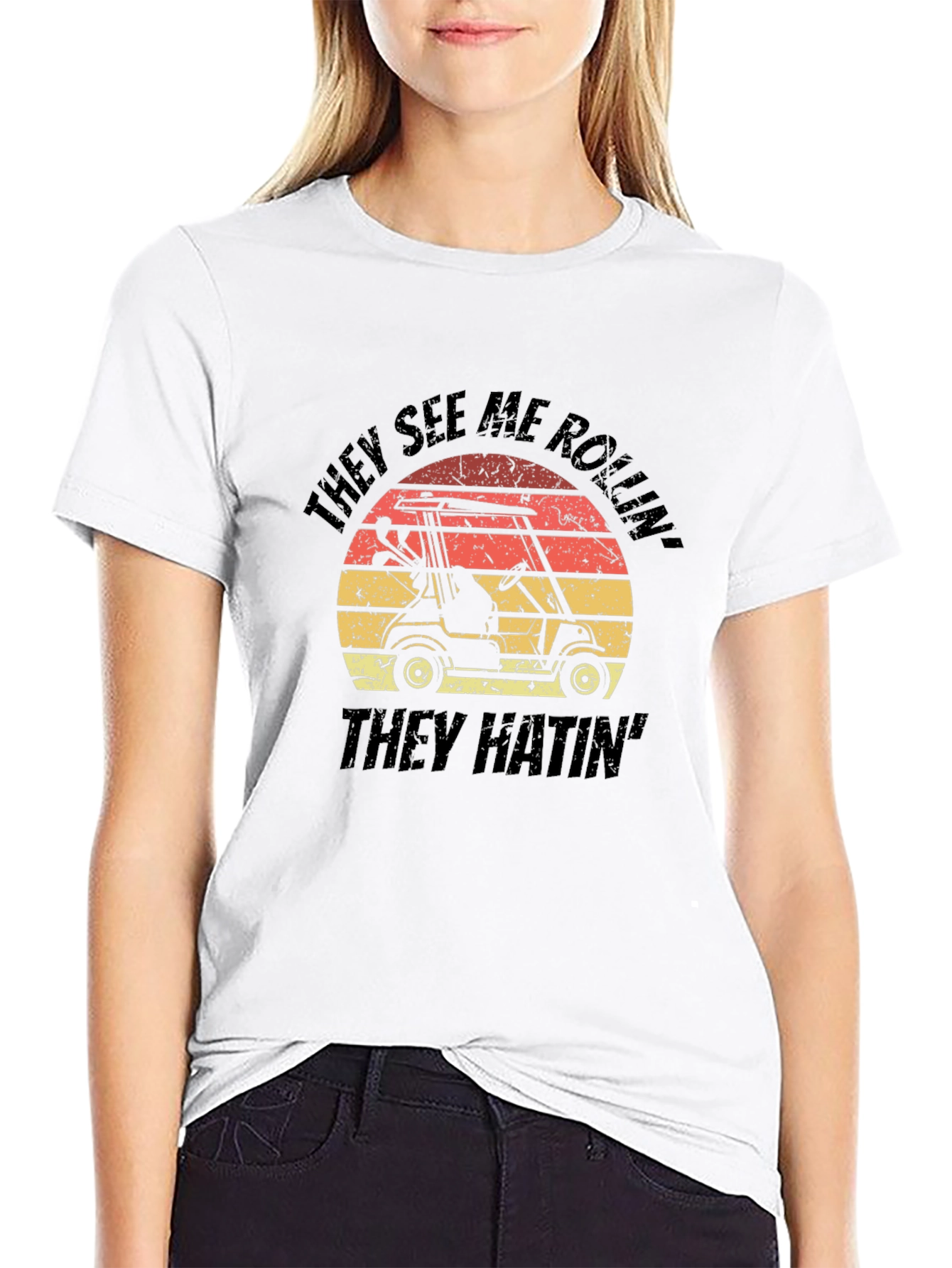 Golf Cart T-Shirt - They See Me Rollin Design