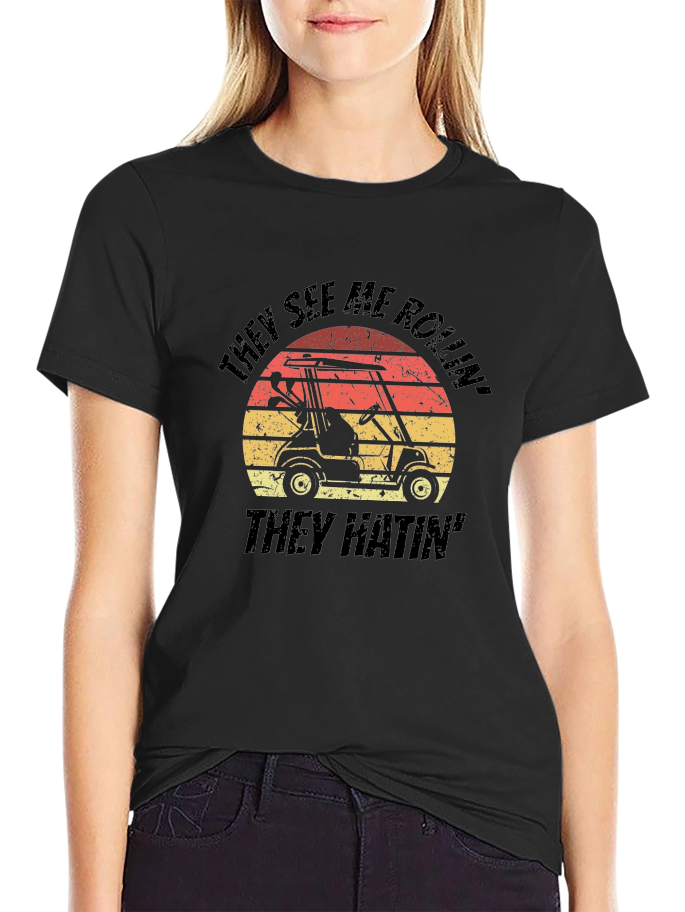 Golf Cart T-Shirt - They See Me Rollin Design