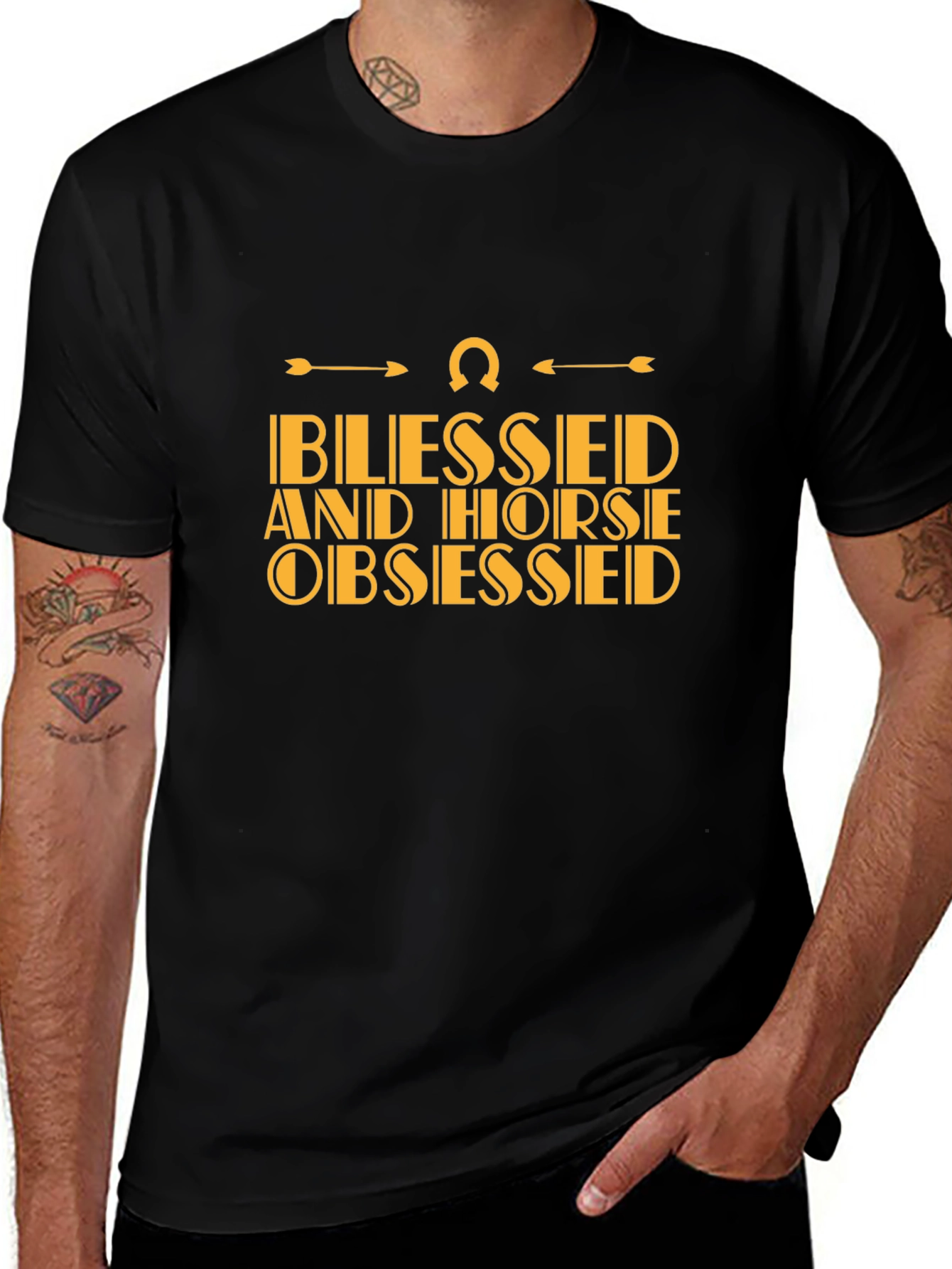 Blessed and Horse Obsessed Black T-Shirt