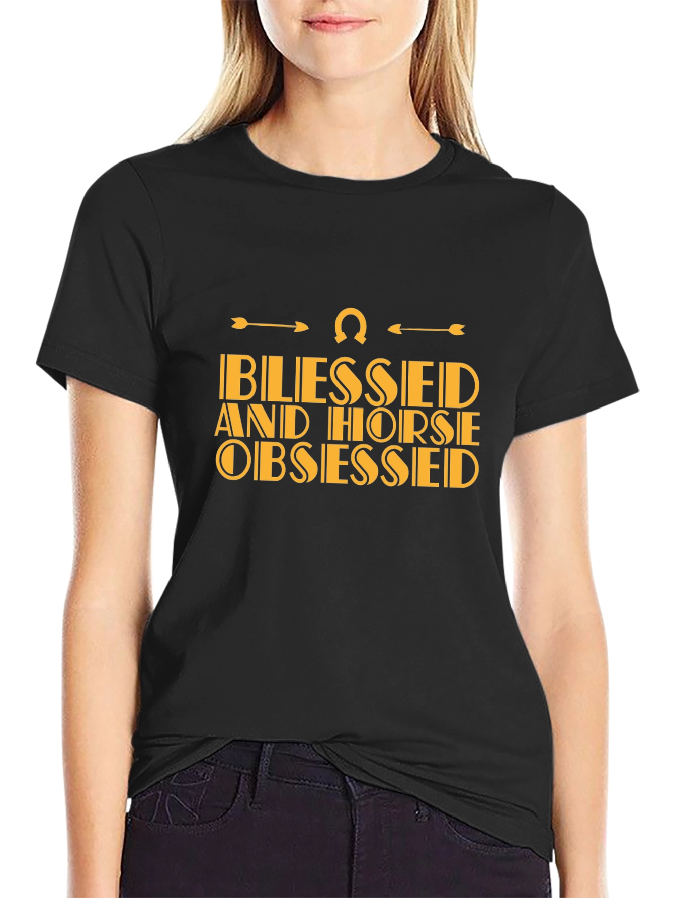 Blessed and Horse Obsessed Black T-Shirt