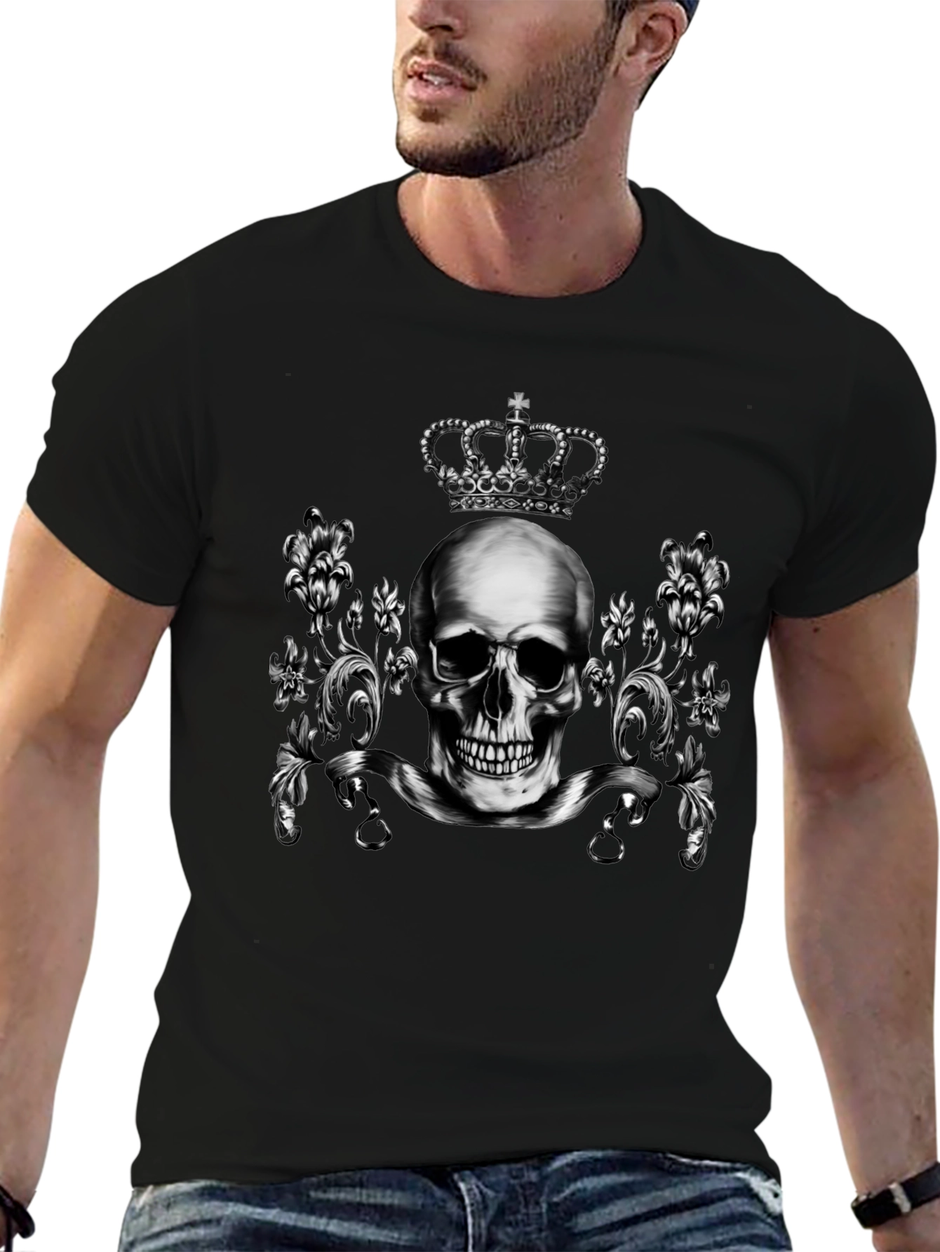 Skull & Crown Graphic Tee - Mens Black T-Shirt