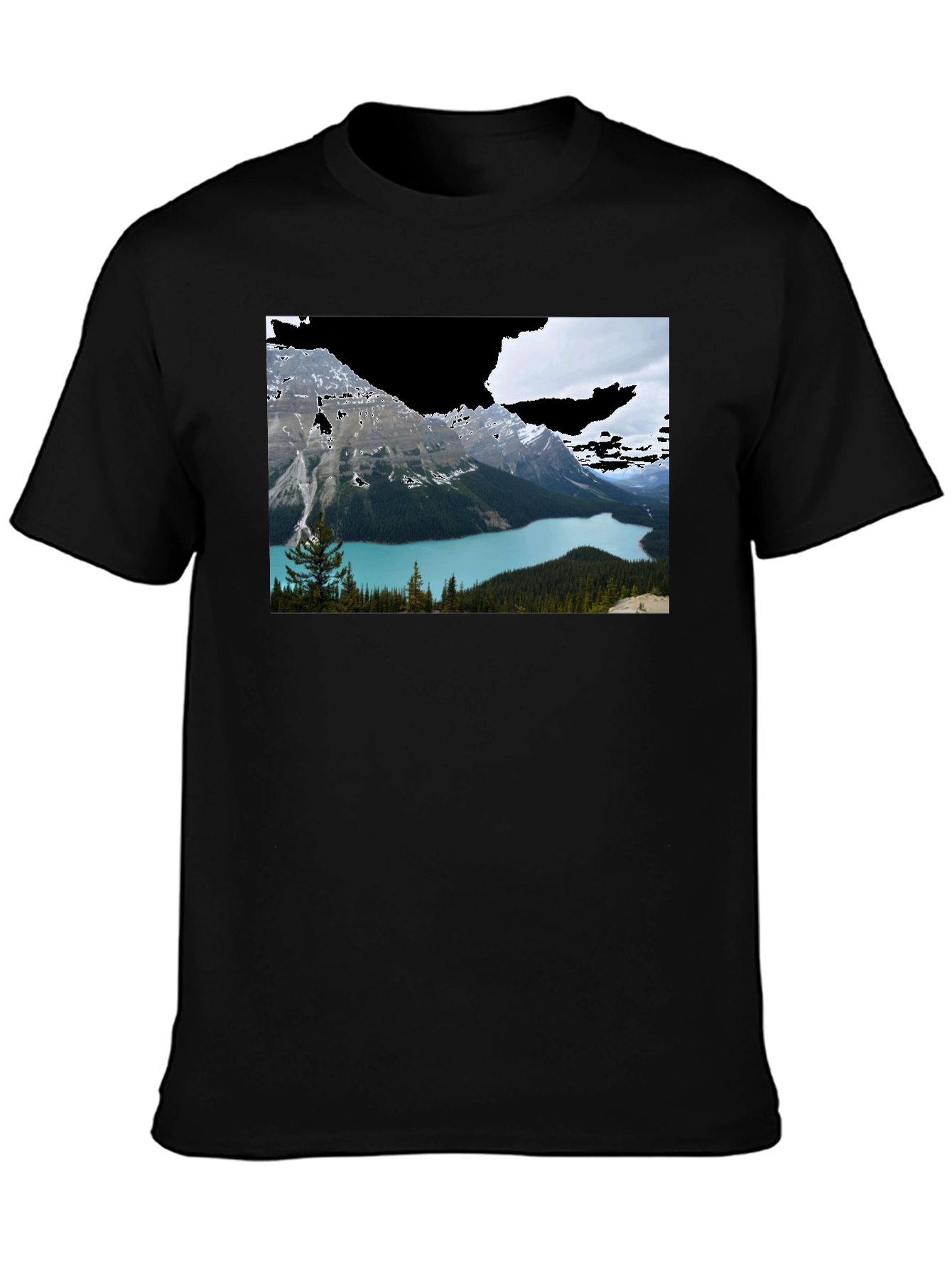 Scenic Lake View Black T-Shirt