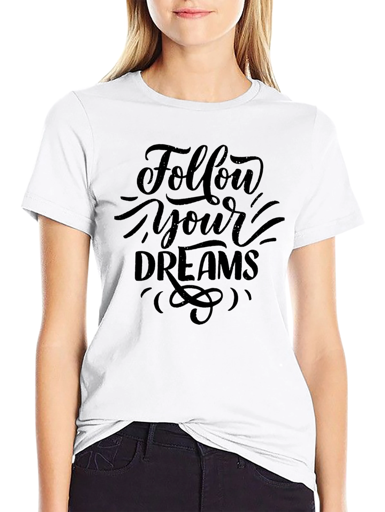 Follow Your Dreams Black Graphic Tee