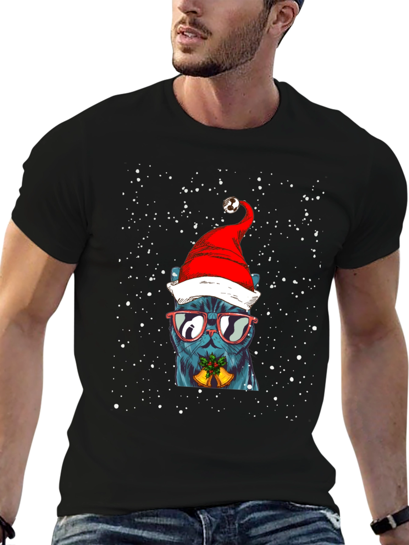 Festive Cat Christmas T-Shirt