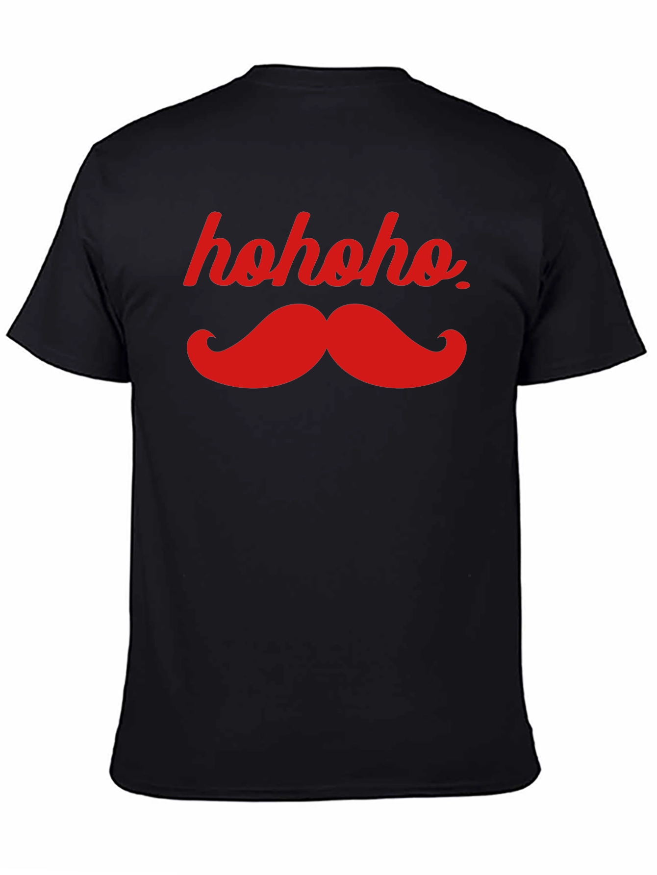 Hohoho Mustache Black Tee - Christmas Humor