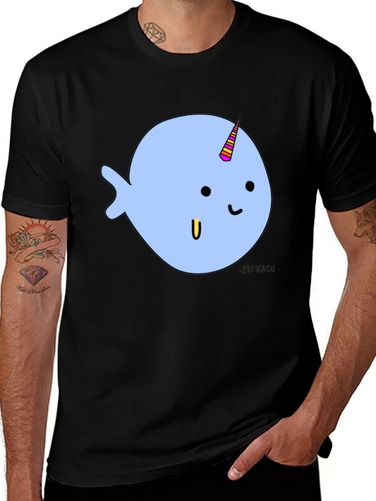 Narwhal Graphic Tee - Black Cotton Blend T-Shirt