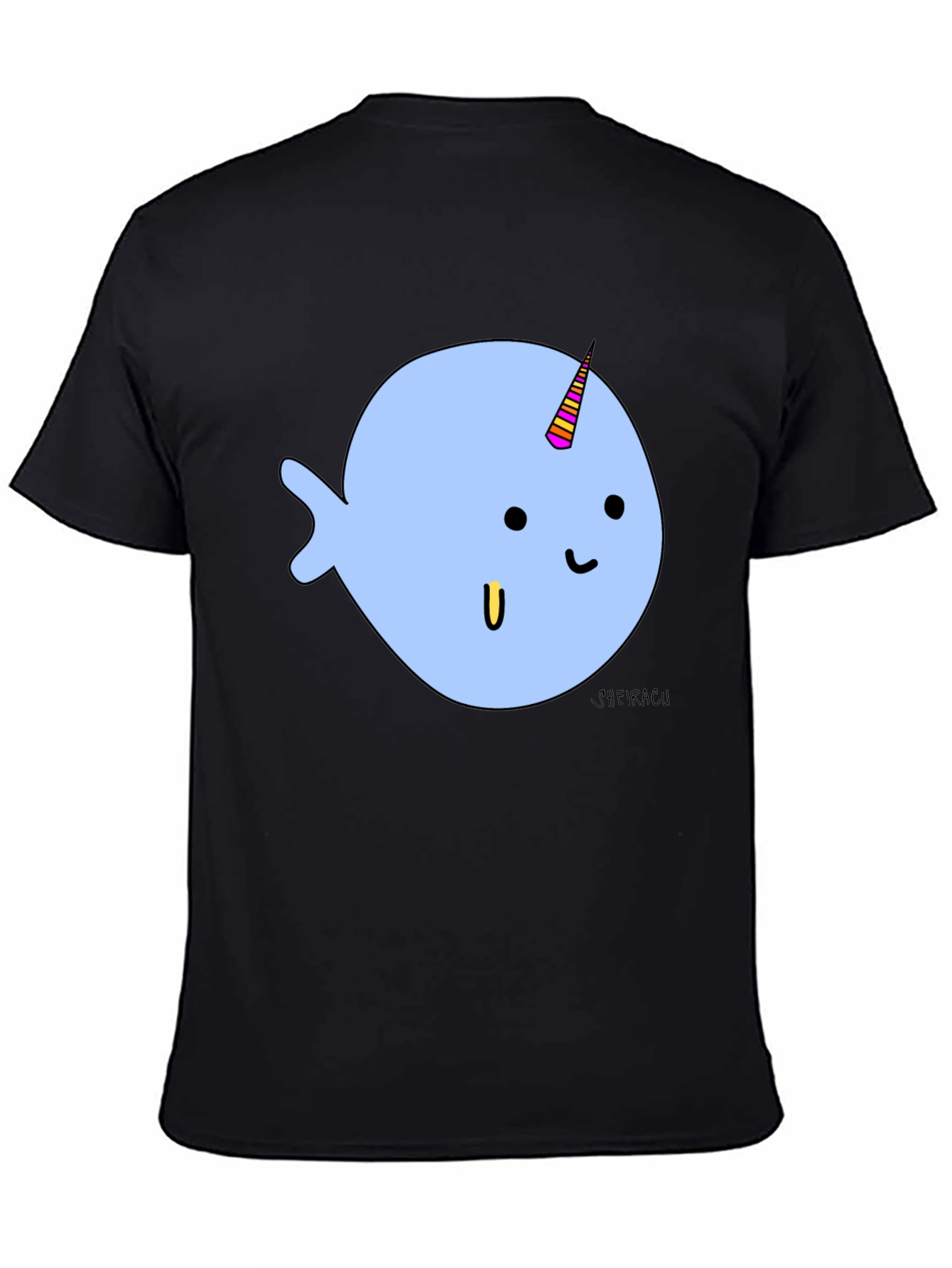 Narwhal Graphic Tee - Black Cotton Blend T-Shirt