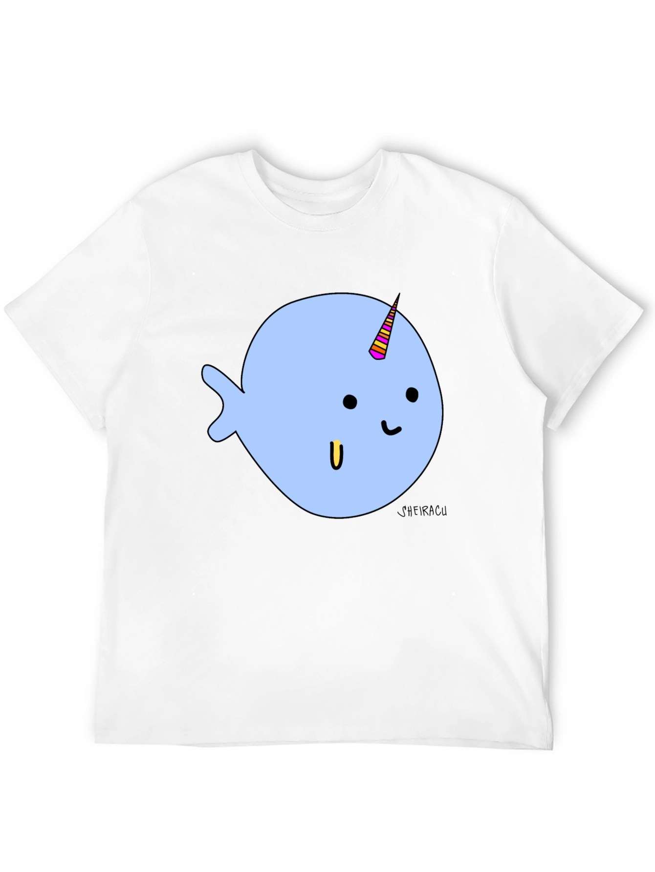 Narwhal Graphic Tee - Black Cotton Blend T-Shirt
