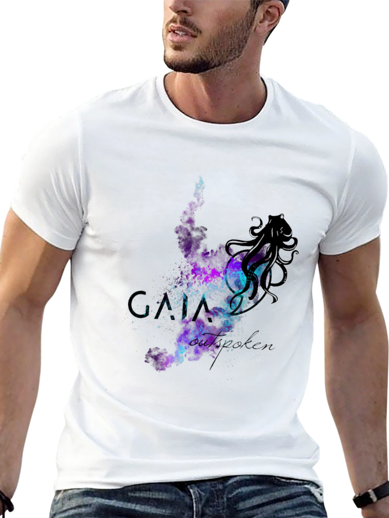 Cosmic Octopus Graphic T-Shirt - Black