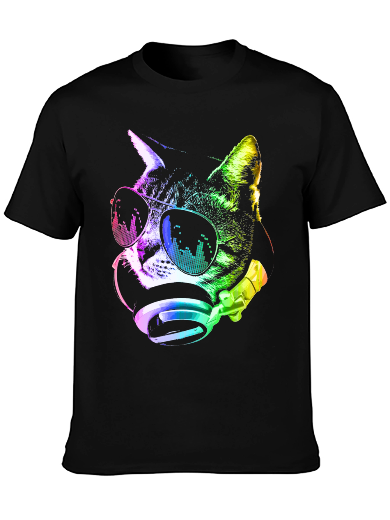 Cool Cat DJ T-Shirt - Black Graphic Tee