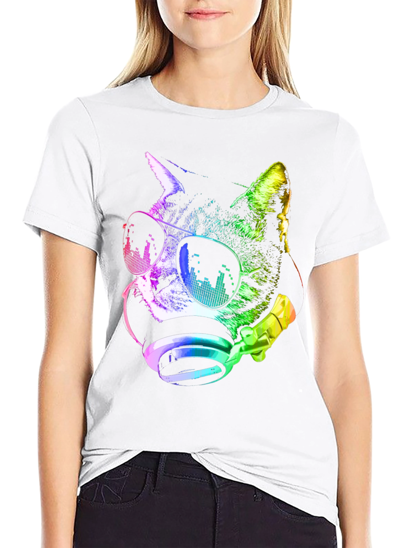 Cool Cat DJ T-Shirt - Black Graphic Tee