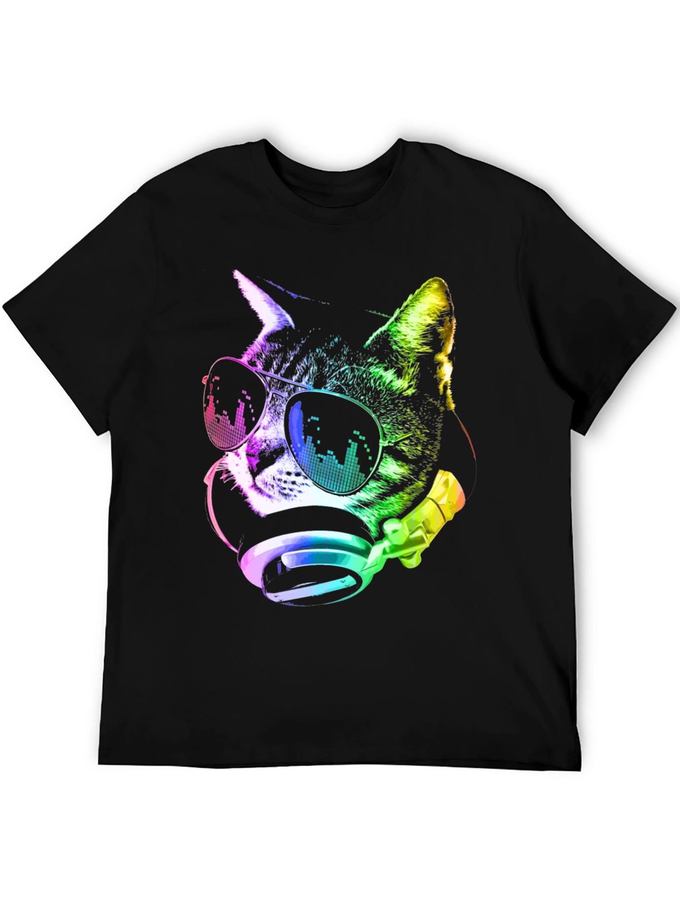 Cool Cat DJ T-Shirt - Black Graphic Tee