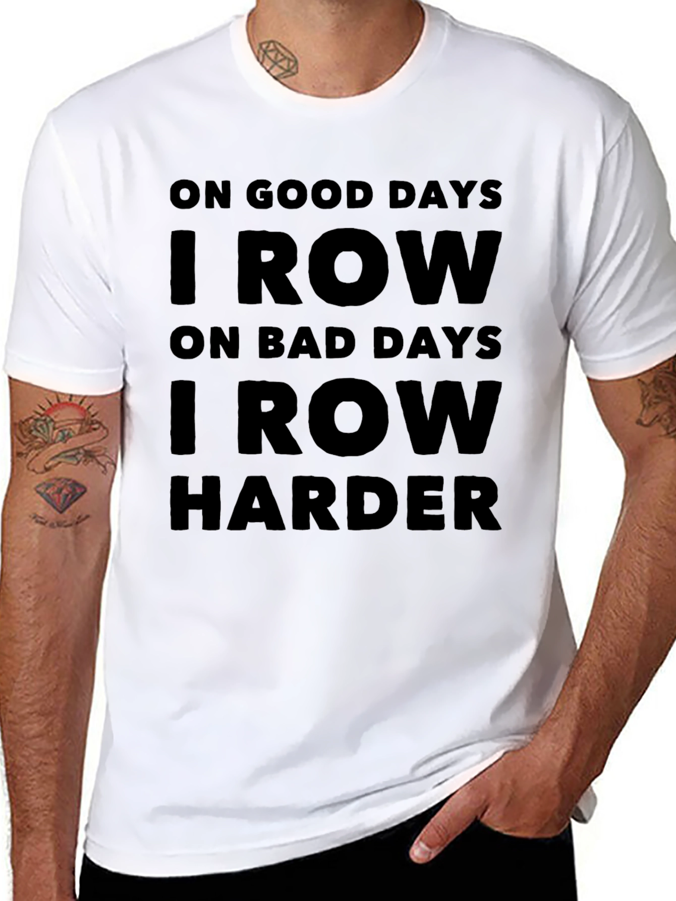 Rowing Motivation T-Shirt - I Row Harder Black