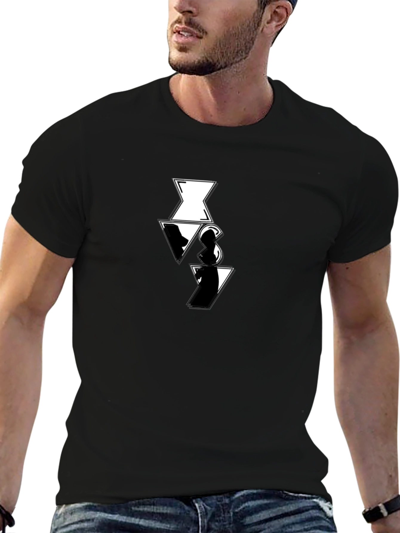 Black Short Sleeve T-Shirt with Unique Graphic