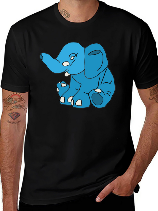 Cute Blue Elephant Graphic T-Shirt