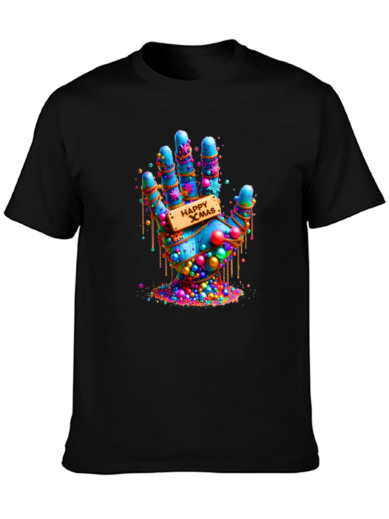 Festive Happy Xmas Hand Graphic T-Shirt
