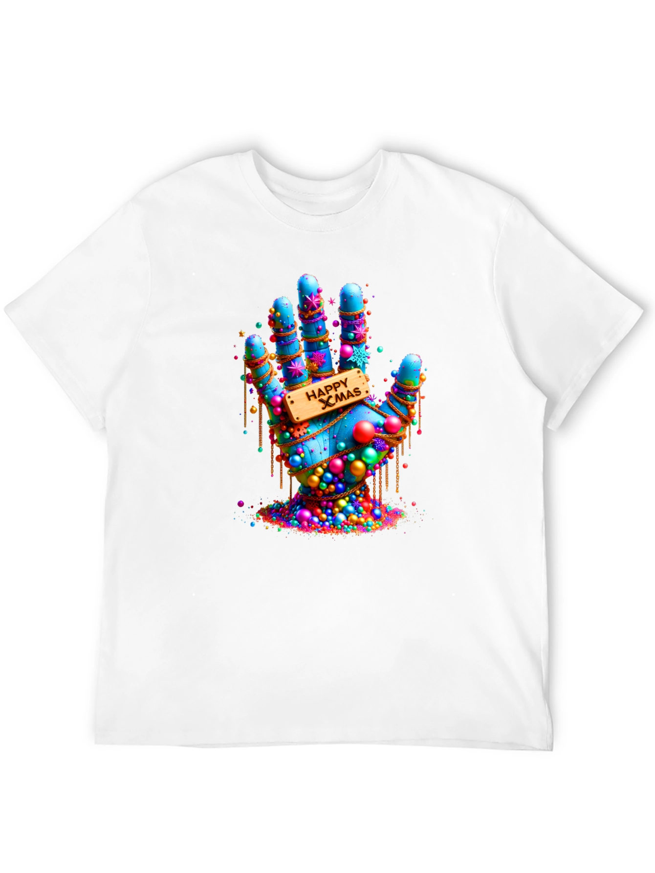 Festive Happy Xmas Hand Graphic T-Shirt