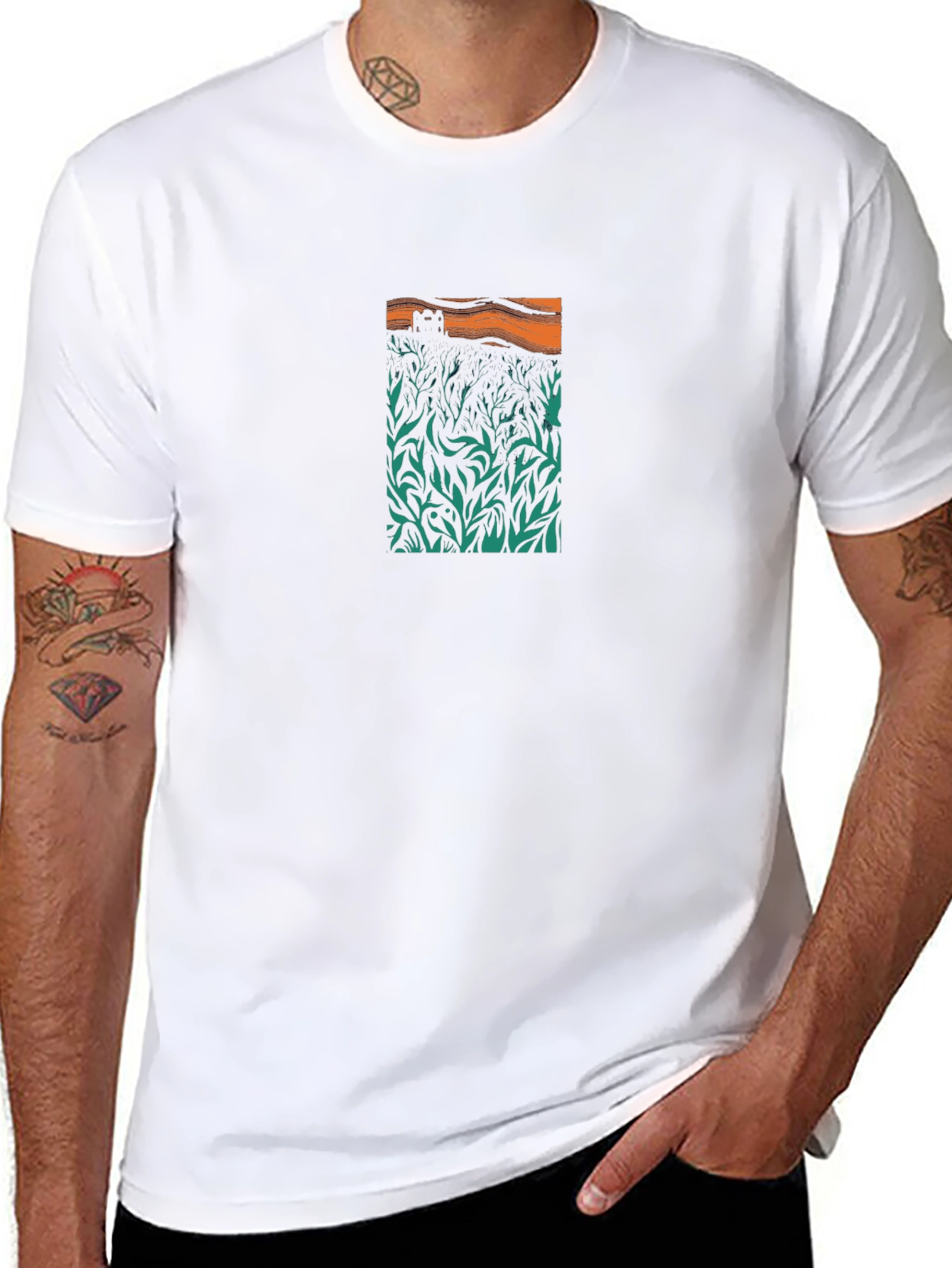Nature Scene Graphic Black Tee