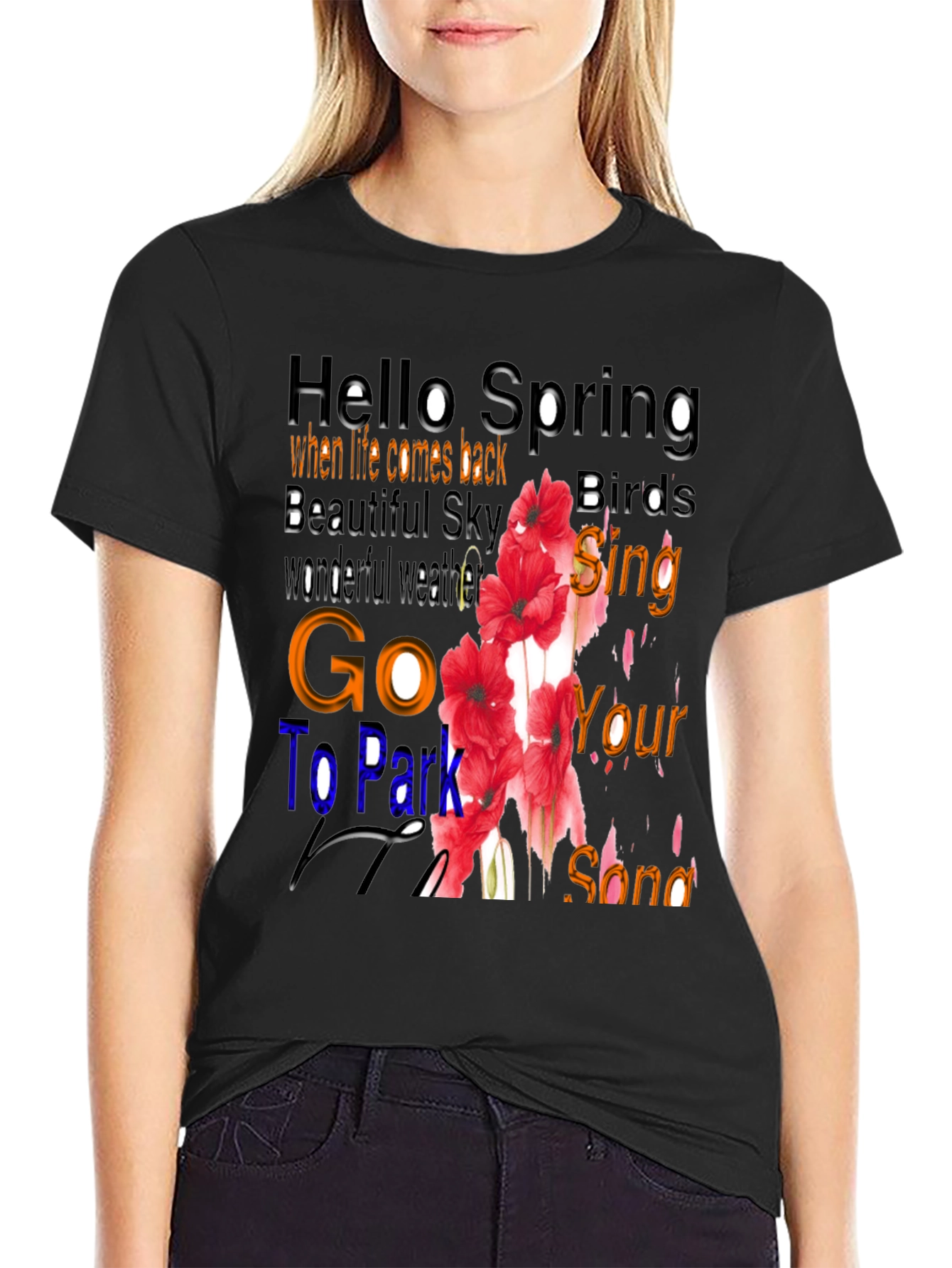 Hello Spring Floral Graphic T-Shirt