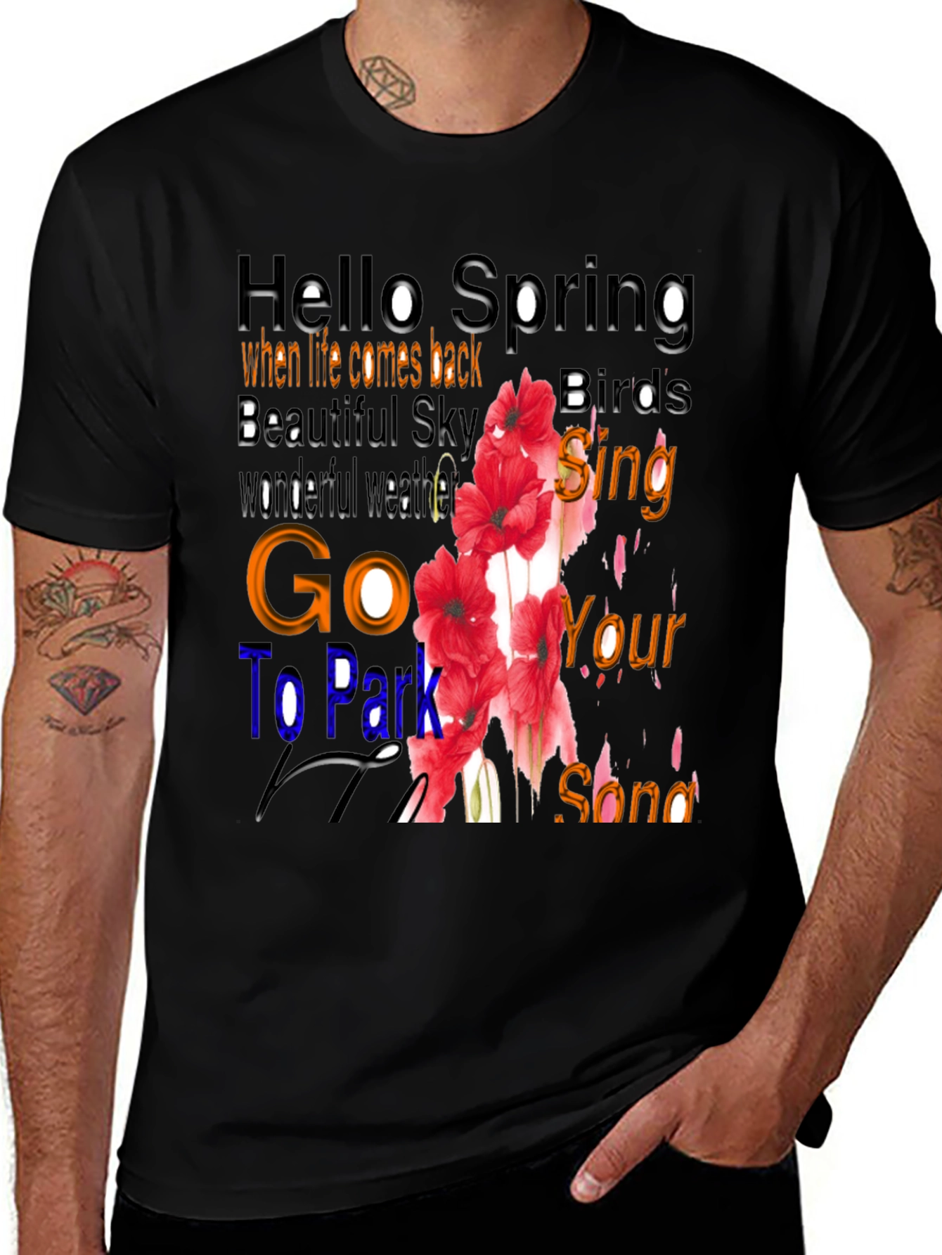 Hello Spring Floral Graphic T-Shirt