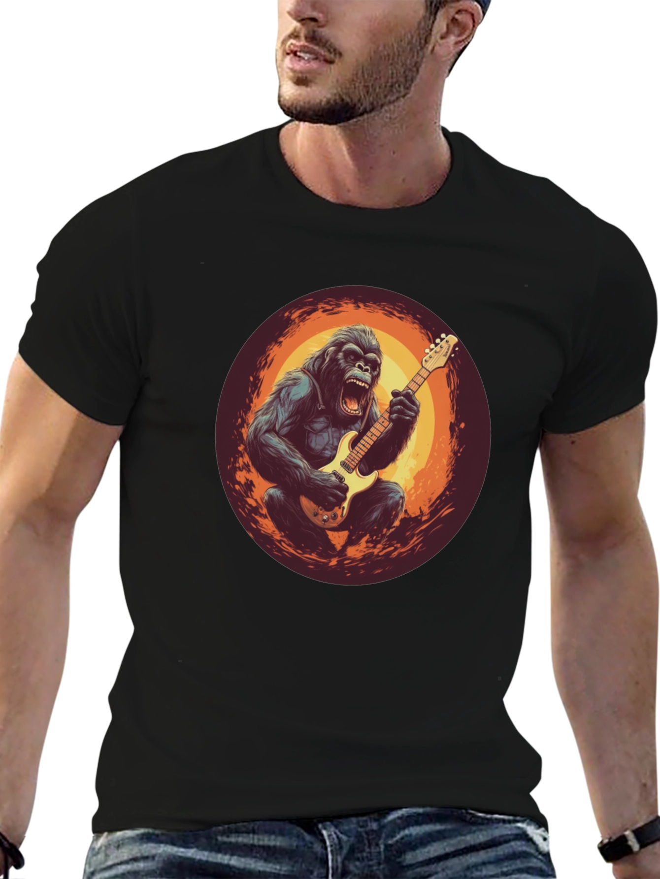 Gorilla Guitarist Graphic Tee - Black