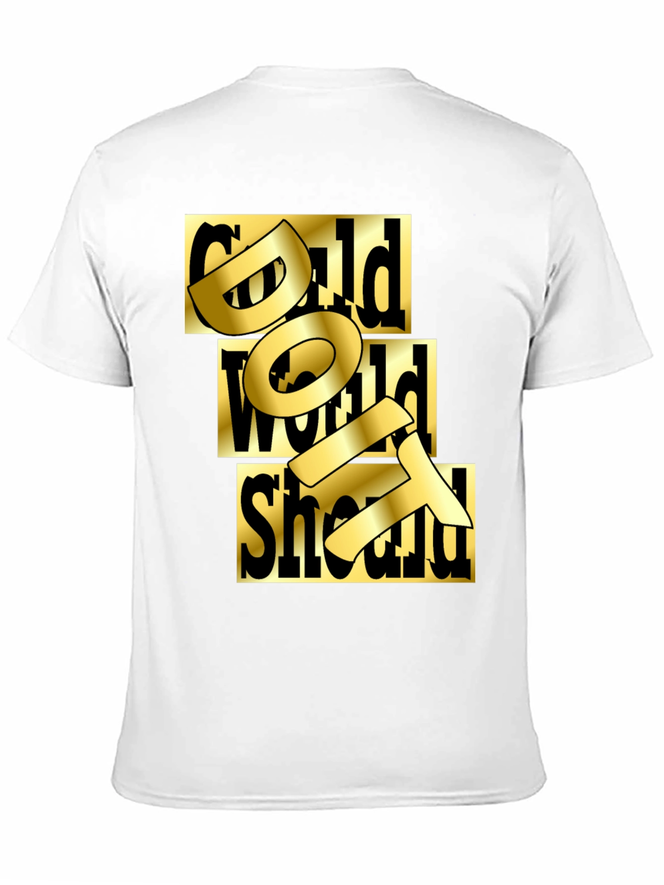 Gold Text Graphic Black T-Shirt