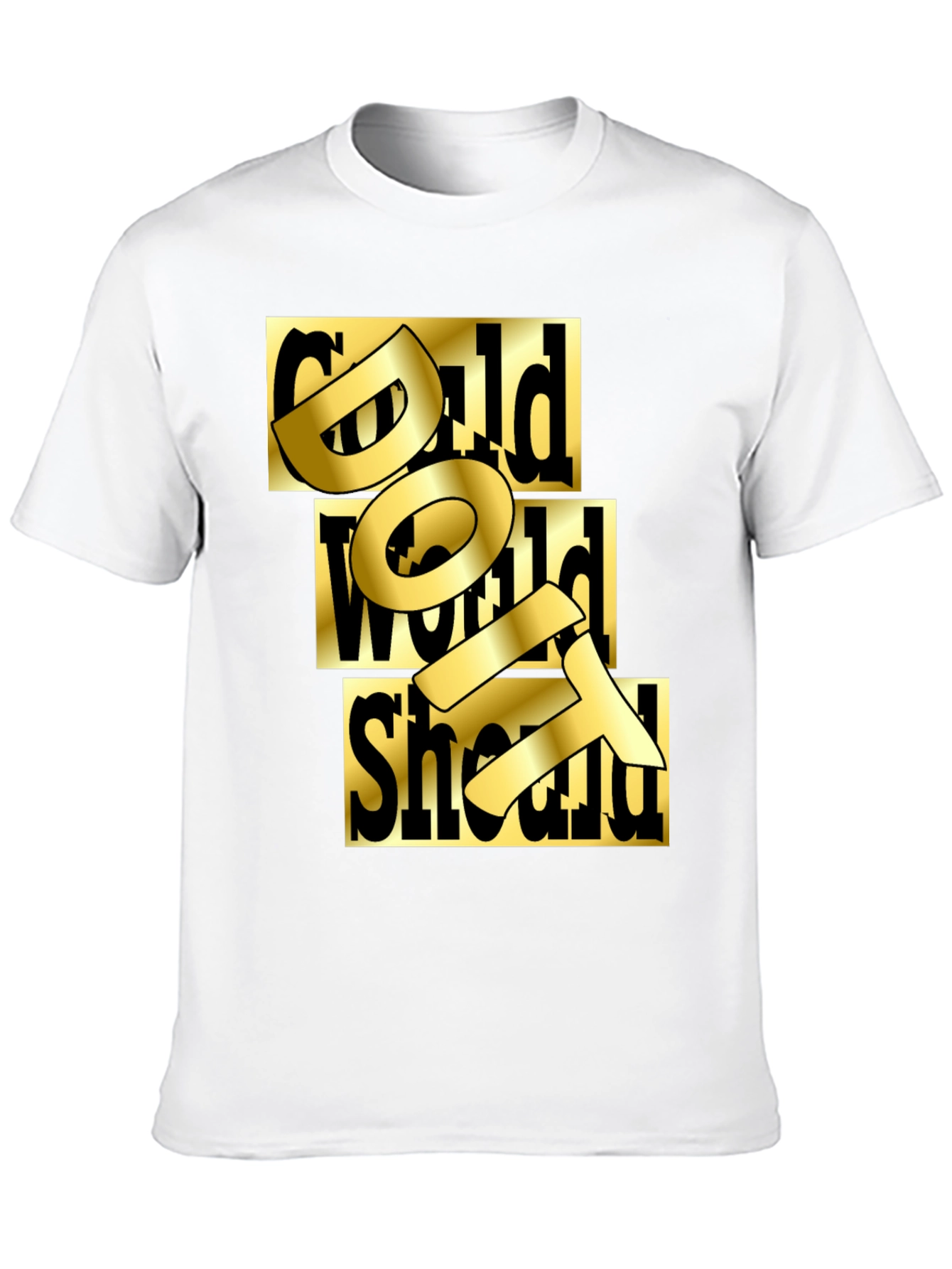 Gold Text Graphic Black T-Shirt
