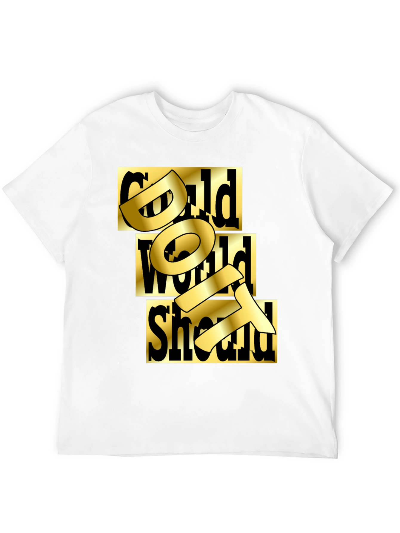 Gold Text Graphic Black T-Shirt