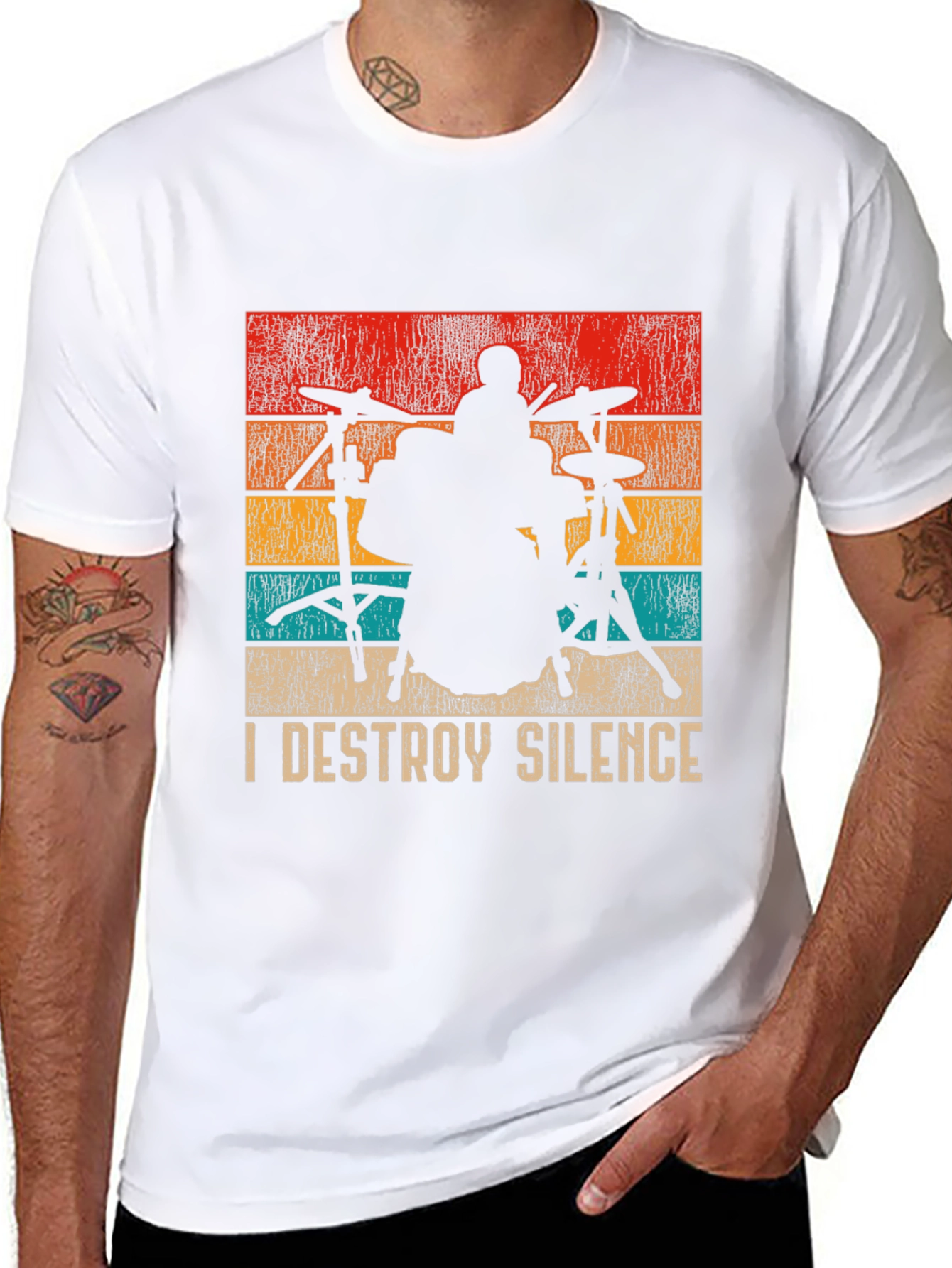 I Destroy Silence Drummer Graphic T-Shirt
