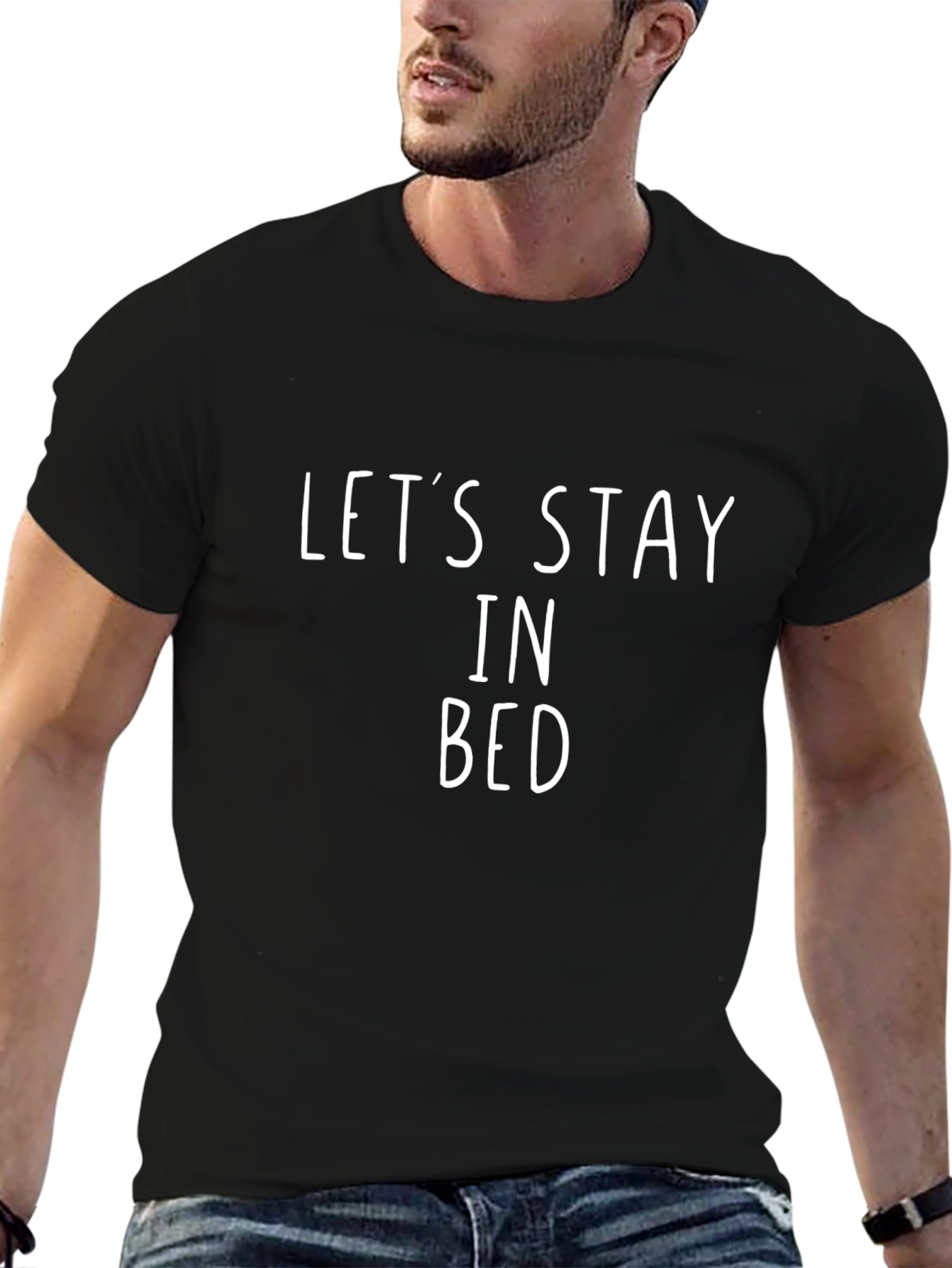 Lets Stay in Bed Black T-Shirt